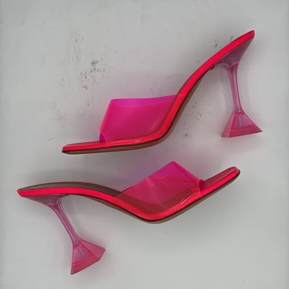 Amina Muaddi Lupita Glass Slide Sandals PVC Pink Size 39/ US 9 - Picture 7 of 12